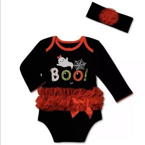 NEW Halloween Ghost BOO Tutu Bodysuit w/ Headband